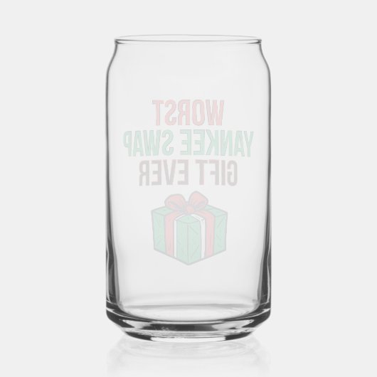 Worst Yankee Swap Gift Ever Blikvorm Glas (Achterkant)