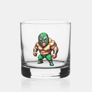 worstelaar in het vrij worstelen  whisky glas
