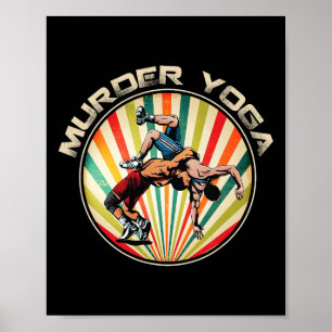 Worstelaar Moord Yoga Vintage Retro Zonsondergang Poster