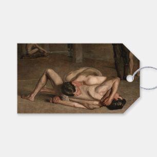 Worstelaars (door Thomas Eakins) Cadeaulabel