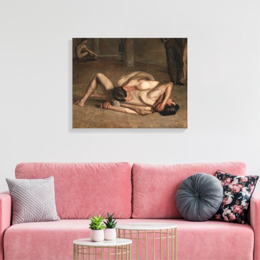 Worstelaars (door Thomas Eakins) Canvas Afdruk (Insitu (Woonkamer))
