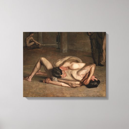Worstelaars (door Thomas Eakins) Canvas Afdruk (Voorkant)