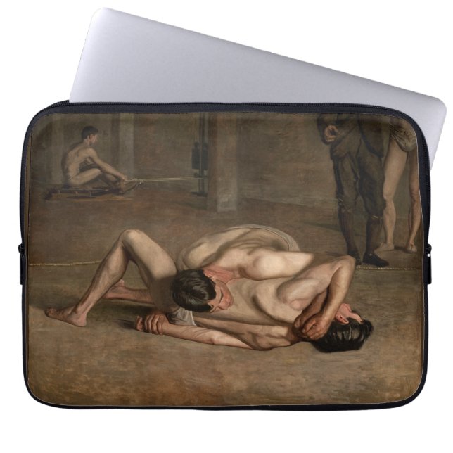 Worstelaars (door Thomas Eakins) Laptop Sleeve (Voorkant)