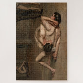 Worstelaars (door Thomas Eakins) Legpuzzel (Verticaal)