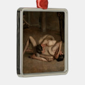 Worstelaars (door Thomas Eakins) Metalen Ornament (Rechts)