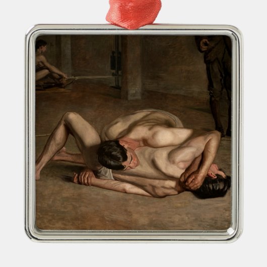 Worstelaars (door Thomas Eakins) Metalen Ornament (Voorkant)