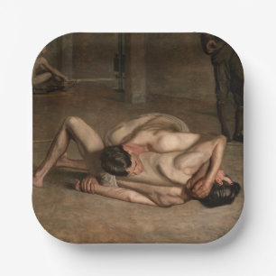 Worstelaars (door Thomas Eakins) Papieren Bordje