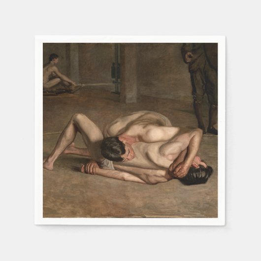 Worstelaars (door Thomas Eakins) Servet (Voorkant)
