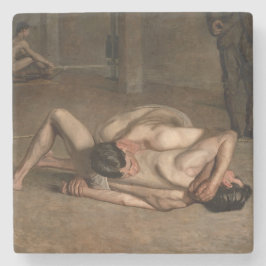 Worstelaars (door Thomas Eakins) Stenen Onderzetter