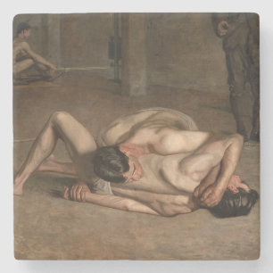 Worstelaars (door Thomas Eakins) Stenen Onderzetter