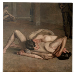 Worstelaars (door Thomas Eakins) Tegeltje