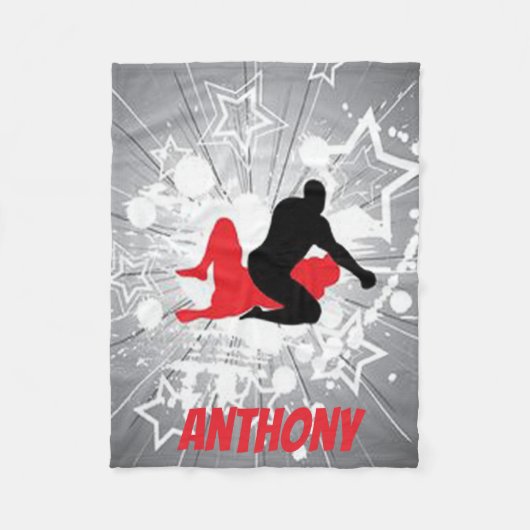 Worstelaars exploderenmet sterren op een rugleunin fleece deken (Voorkant)