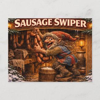 Worsteldief Kerstman postkaart