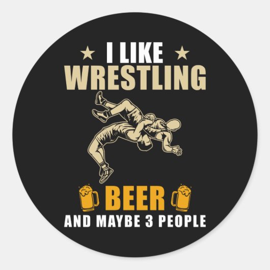 Worstelen en bier ronde sticker (Voorkant)
