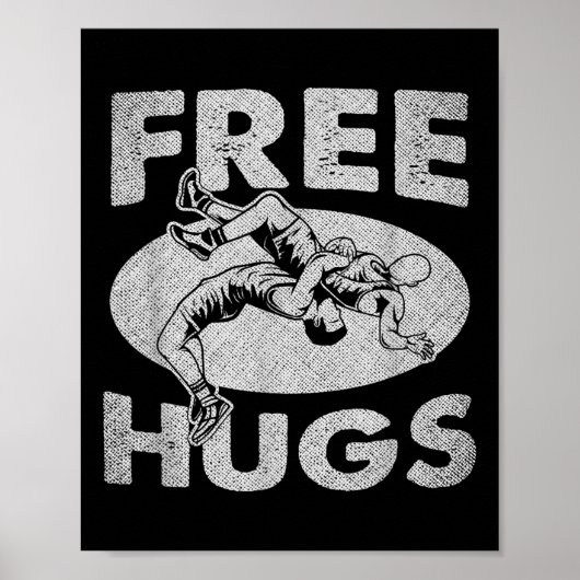 Worstelen - Funny Free Hugs Wrestling Poster (Voorkant)