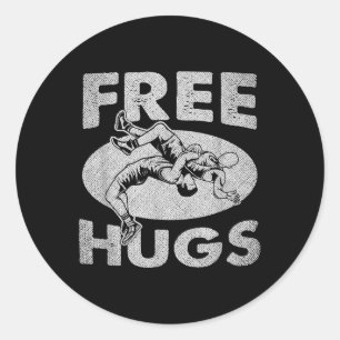 Worstelen - Funny Free Hugs Wrestling Ronde Sticker
