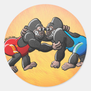 Worstelen Gorilla's Ronde Sticker