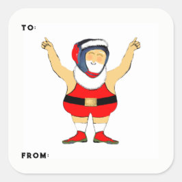 Worstelen Kerstmis Gift Tags Vierkante Sticker