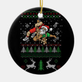 Worstelen Lelijke Kerstmis Wrestler Santa Reindeer Keramisch Ornament (Voorkant)