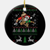 Worstelen Lelijke Kerstmis Wrestler Santa Reindeer Keramisch Ornament (Achterkant)