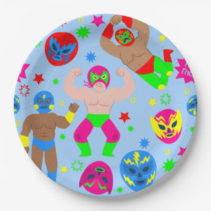 worstelen lucha libre maskers luchador worstelaars papieren bordje