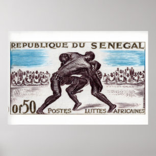 Worstelen Matchbox Kunstprint, Senegalese Vintage Poster