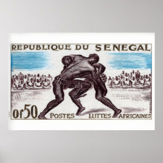 Worstelen Matchbox Kunstprint, Senegalese Vintage Poster