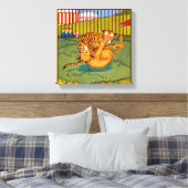 worstelen met tijger en luipaard canvas afdruk (Insitu (Slaapkamer))
