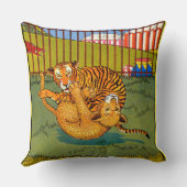 worstelen met tijger en luipaard kussen (Achterkant)