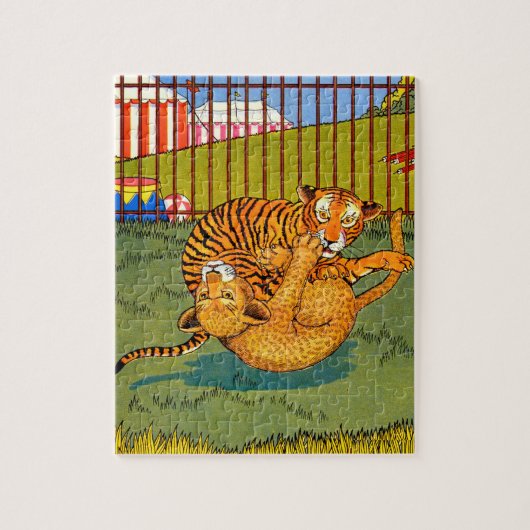 worstelen met tijger en luipaard legpuzzel (Verticaal)