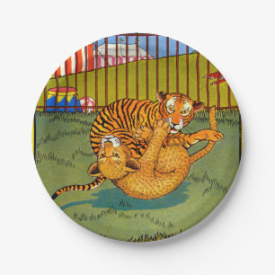 worstelen met tijger en luipaard papieren bordje