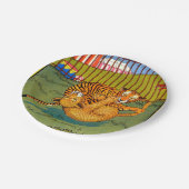 worstelen met tijger en luipaard papieren bordje (Gekanteld)