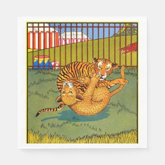 worstelen met tijger en luipaard servet (Voorkant)