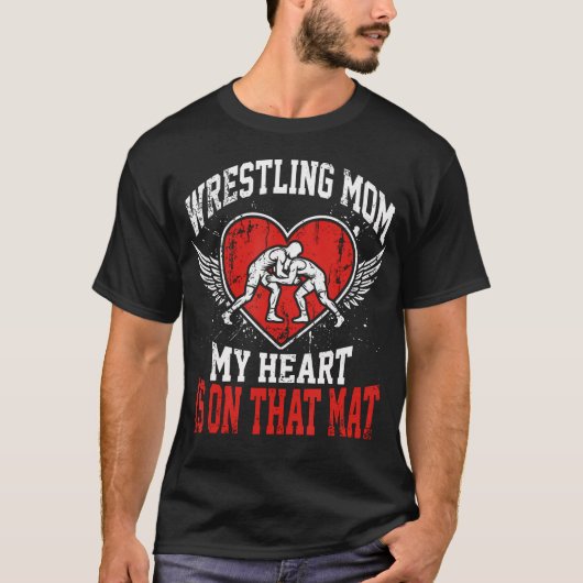 Worstelen Moeder Mijn Hart Zit Daar T-shirt (Voorkant)