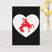 Worstelen Silhouet Valentine Hartvorm Liefhebbers Kaart (Gele Bloem)