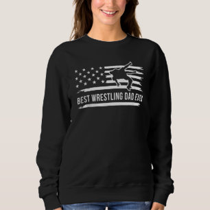 Worstelen tee Vintage Amerikaanse vlag versleten v Trui