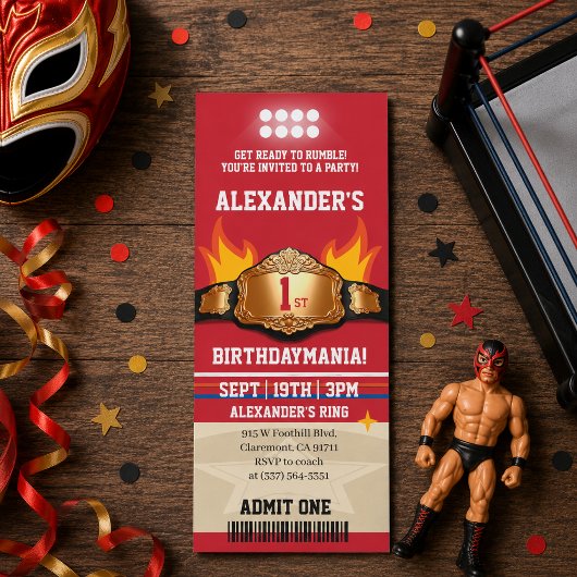 Worstelen Ticket 1e Verjaardagsfeestje Kaart