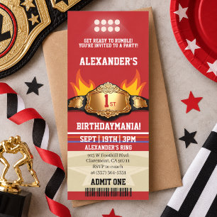 Worstelen Ticket 1e Verjaardagsfeestje Kaart
