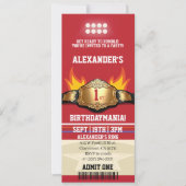 Worstelen Ticket 1e Verjaardagsfeestje Kaart (Voorkant)