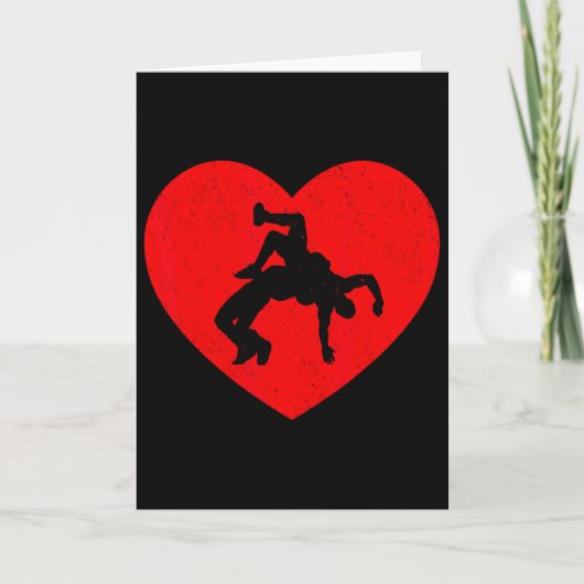 Worstelen Valentijn Hartvormige Worstelaars Kaart (Voorkant)