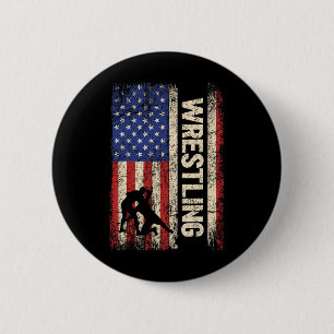 Worstelen Verenigde Staten Amerikaanse vlag Shirt  Ronde Button 5,7 Cm