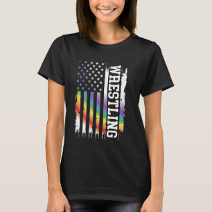 Worstelen Verenigde Staten Distressed Rainbow w US T-shirt