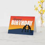 Worstelen Verjaardag op Blauwe en Oranje atleet Kaart (Gele Bloem)