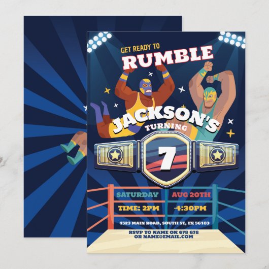 Worstelen Verjaardag Worstelen Ring Vechten Ring Kaart (Voorkant / Achterkant)