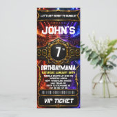 Worstelen Verjaardagsfeest Ticket Uitnodiging Them (Staand voorkant)