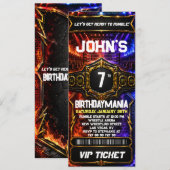 Worstelen Verjaardagsfeest Ticket Uitnodiging Them (Voorkant / Achterkant)