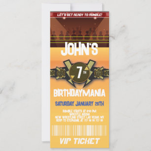 Worstelen Verjaardagsfeest Ticket Uitnodiging Them