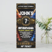 Worstelen Verjaardagsfeest Ticket Uitnodiging Them (Staand voorkant)
