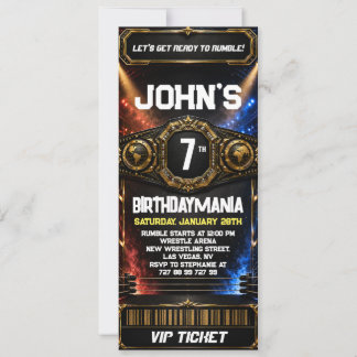 Worstelen Verjaardagsfeest Ticket Uitnodiging Them
