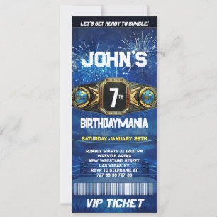 Worstelen Verjaardagsfeest Ticket Uitnodiging Them